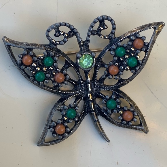 Vintage Sarah Coventry Butterfly Brooch Sweater Pin Signed - Picture 1 of 3